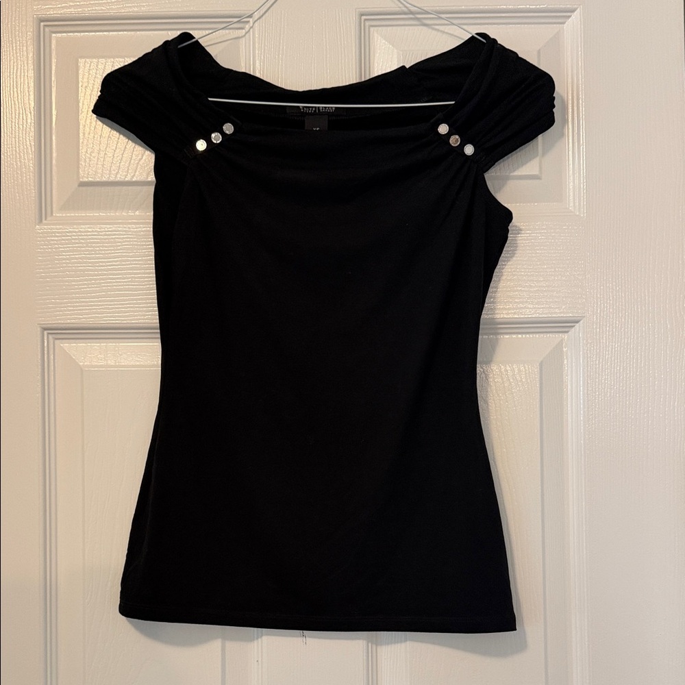 White House Black Market Black Off-Shoulder Blouse
